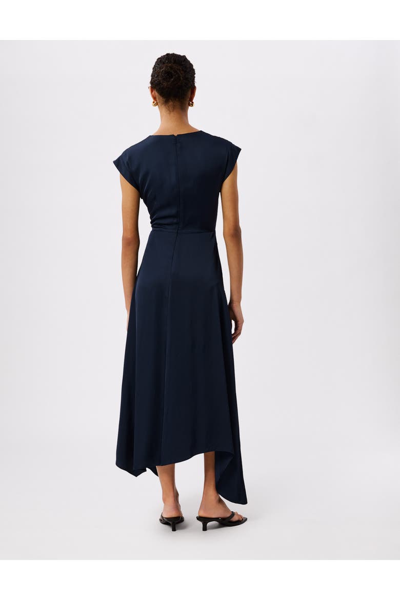 Lace Insert Asymmetric Midi Dress, Alternate, color, Navy