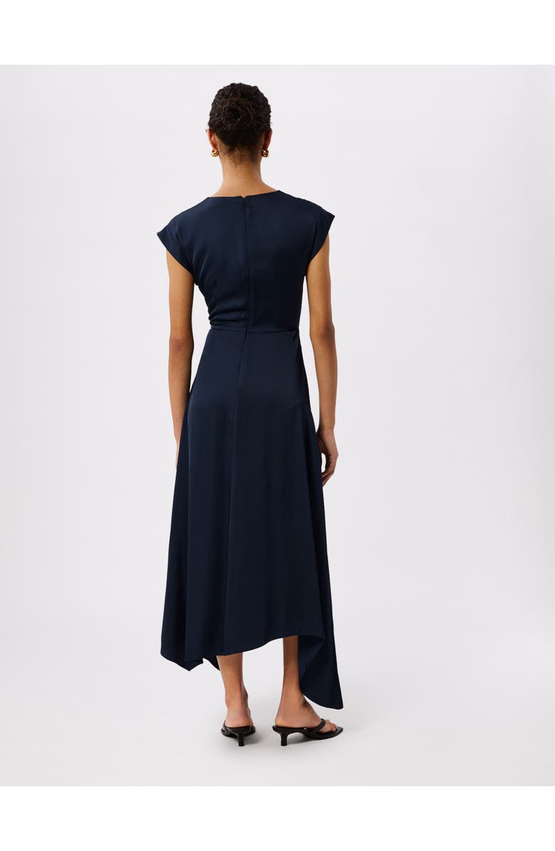 Whistles Lace Insert Asymmetric Midi Dress, Alternate, color, Navy