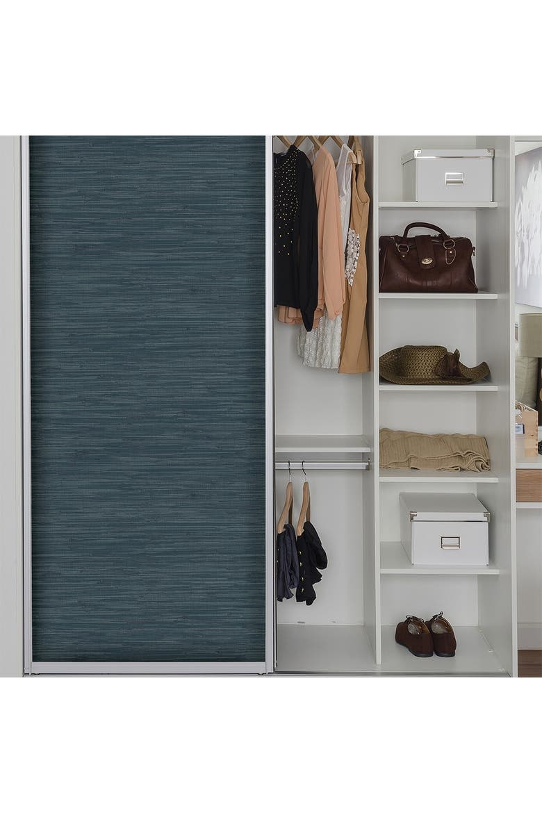 Navy Grassweave Peel & Stick Wallpaper, Alternate, color, BLUE