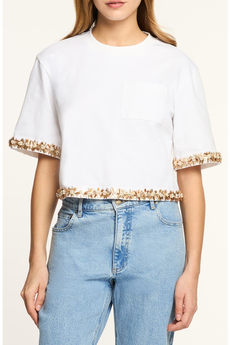 aco♡ Asa Sunflare Crystal Floral Detail Cotton Top (Women) | Nordstrom