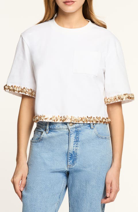 Asa Sunflare Crystal Floral Detail Cotton Top