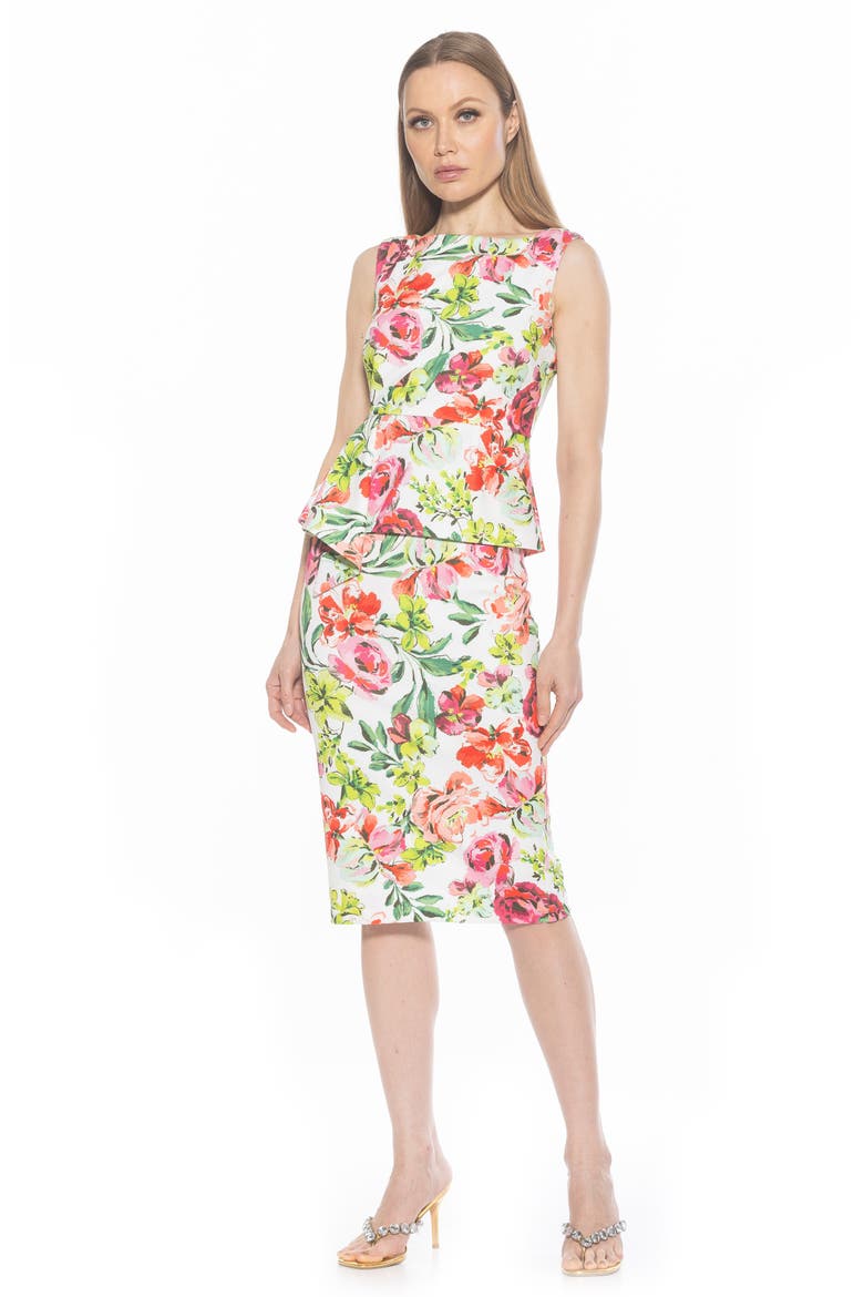 Amora Boat Neck Sleeveless Sheath Dress, Alternate, color, LARGE FLORAL