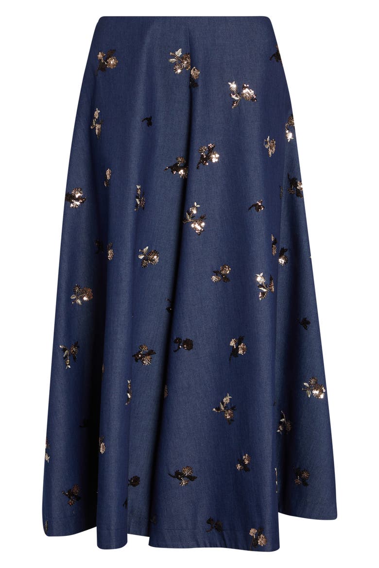 Varda Sequin Embellished Floral A-Line Skirt, Alternate, color, MIDNIGHT