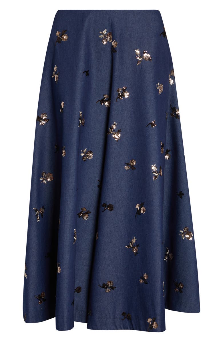 Altuzarra Varda Sequin Embellished Floral A-Line Skirt, Main, color, Midnight