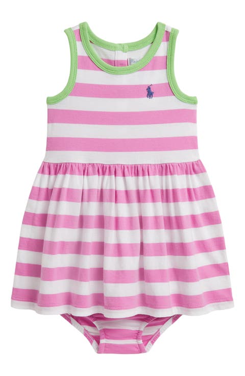 Stripe Cotton Jersey Dress & Bloomers Set (Baby)