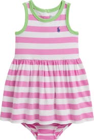 Ralph Lauren Stripe Cotton Jersey Dress & Bloomers Set