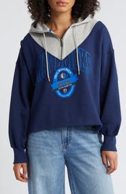 WEAR by Erin Andrews Women's WEAR by Erin Andrews Navy Dallas Mavericks Pieced Quarter-Zip Hoodie Jacket