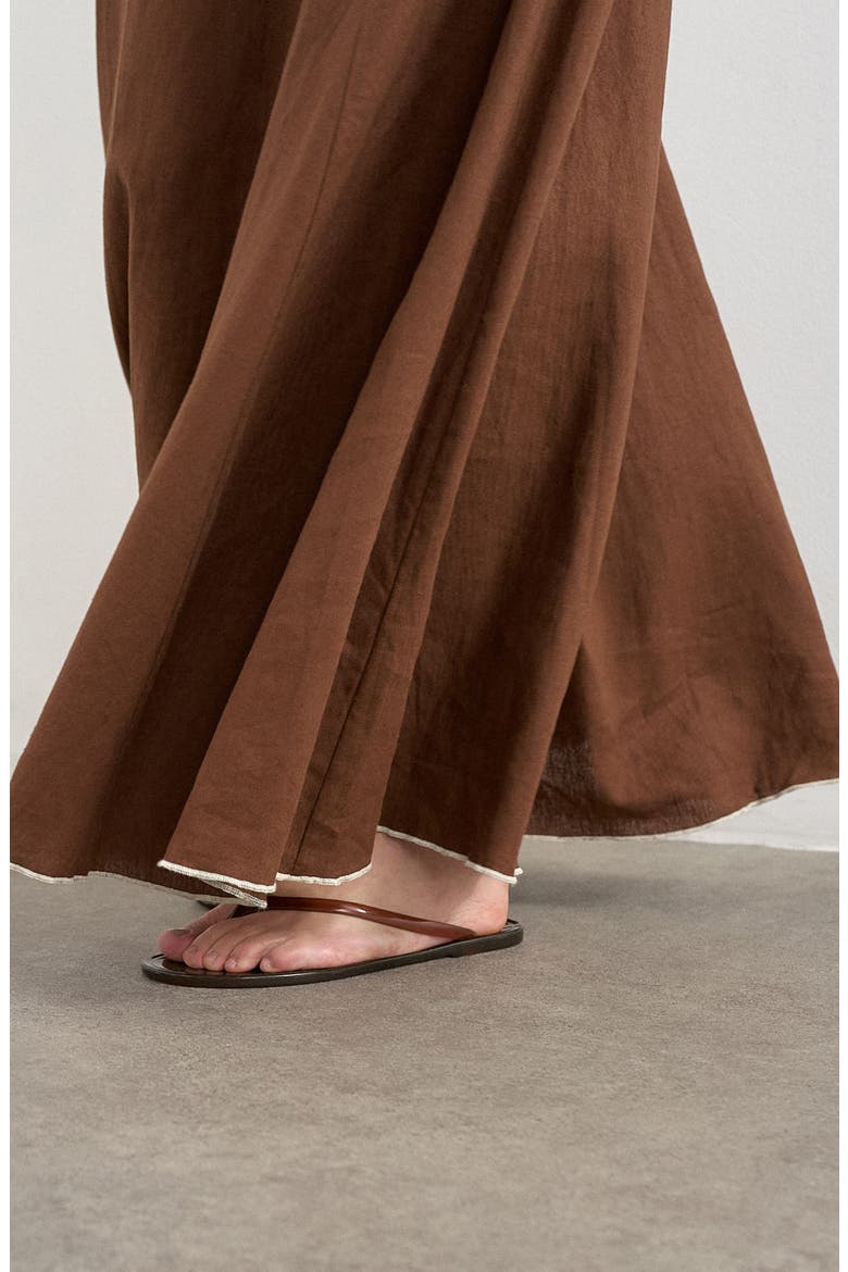 Linen Blend Maxi Skirt, Alternate, color, BROWN