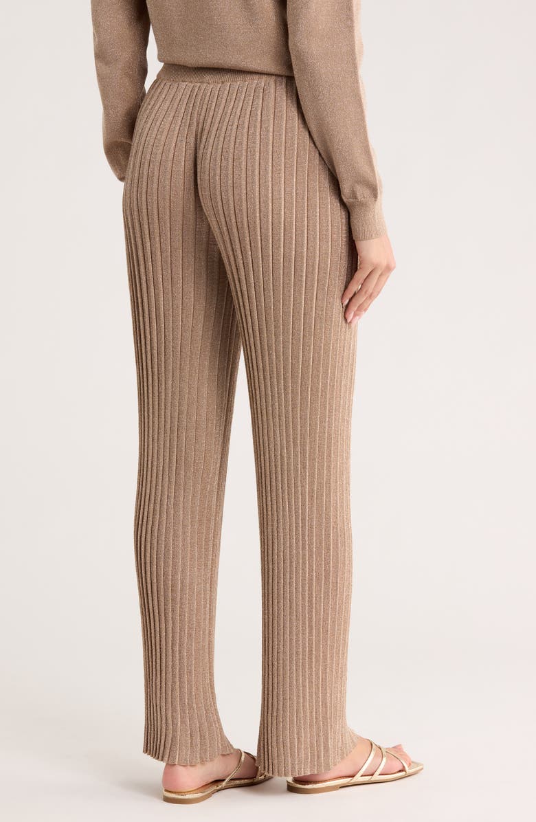 T Tahari Rib Pull-On Pants, Alternate, color, Satin Shimmer Lurex