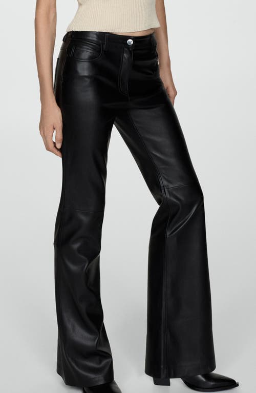 Mango Faux Leather Flare Leg Pants In Black