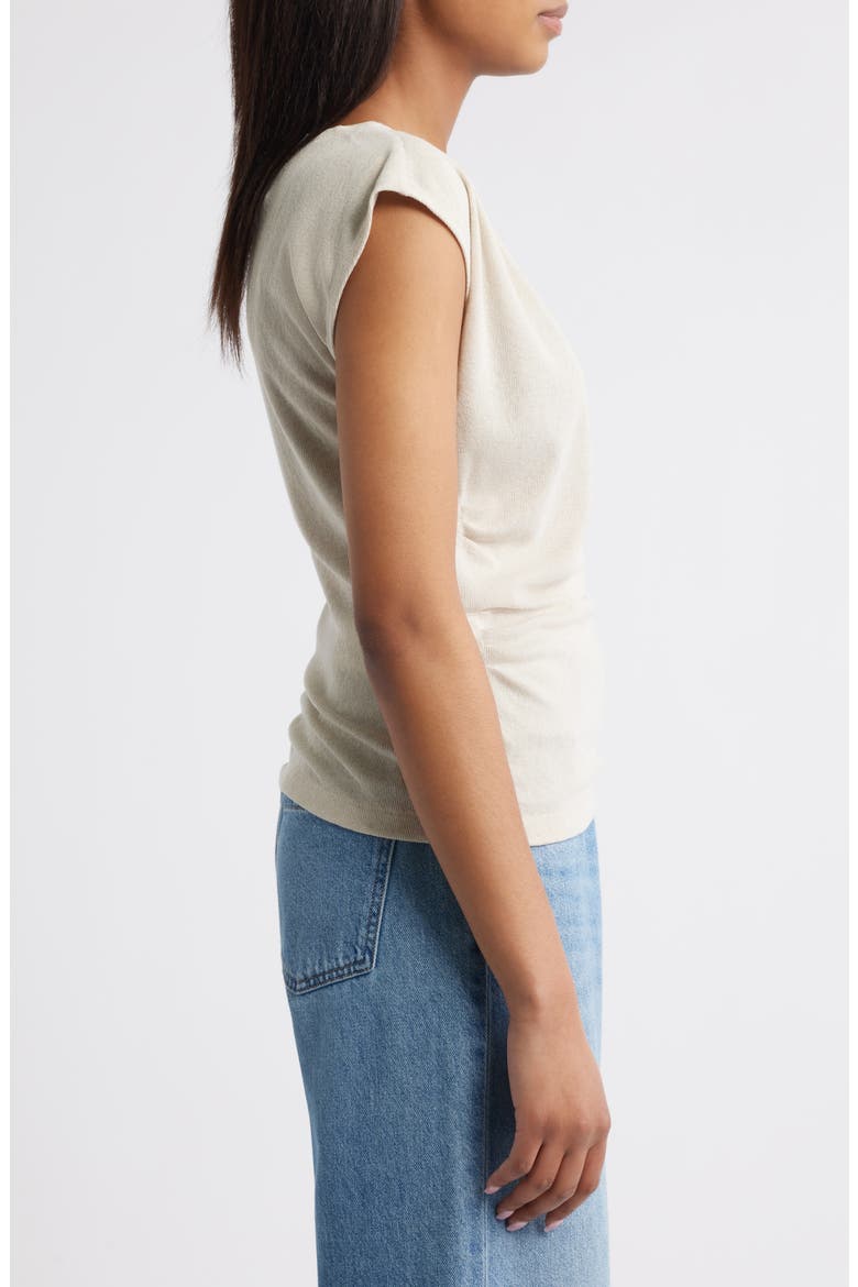 Cap Sleeve Ruched Top, Alternate, color, PALE STONE