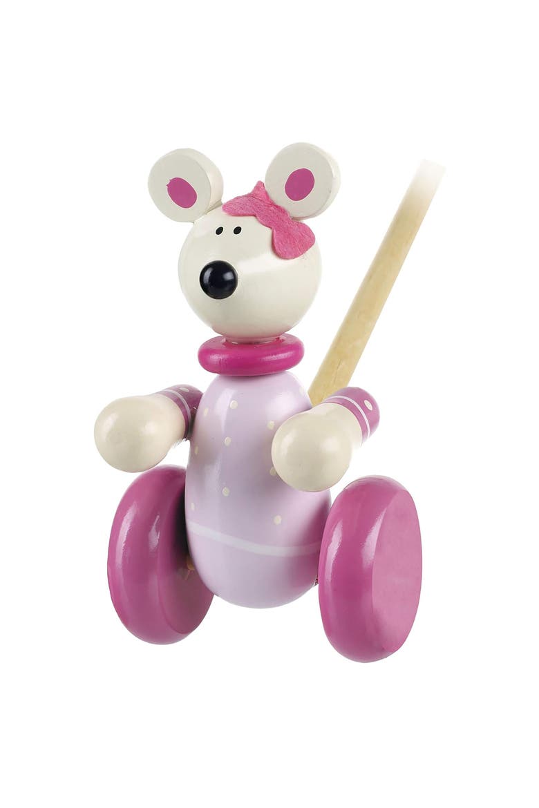 Push Along Pink Mouse, Wooden Toy, Fsc Certified, Ages 1+, Alternate, color, Multicolored