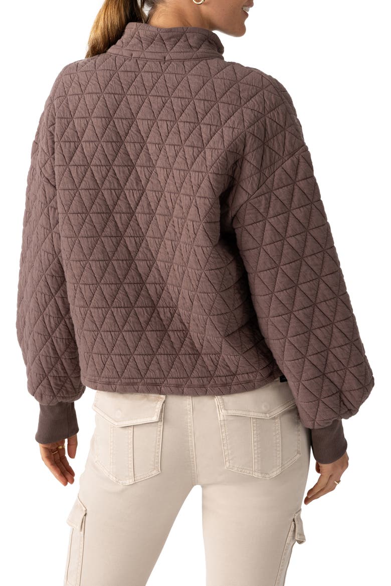 Quilted Cotton Blend Popover Top, Alternate, color, COCOA