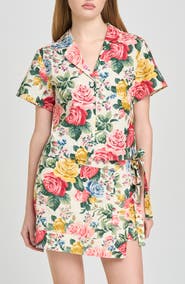 WAYF Amelia Short Sleeve Linen Blend Top
