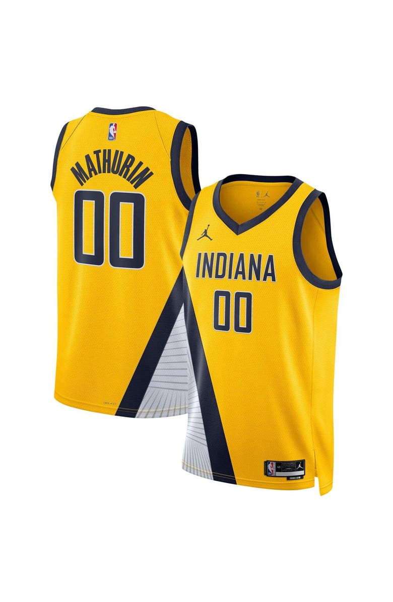 Jordan Brand Unisex Jordan Brand Bennedict Mathurin Gold Indiana Pacers Swingman Jersey - Statement Edition, Main, color,