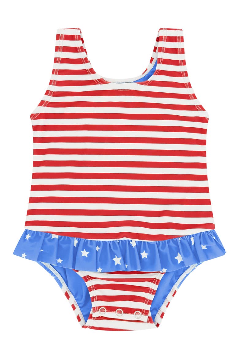 Kids' Sun Babe Ruffle One-Piece Swimsuit, Main, color, TRUE RED