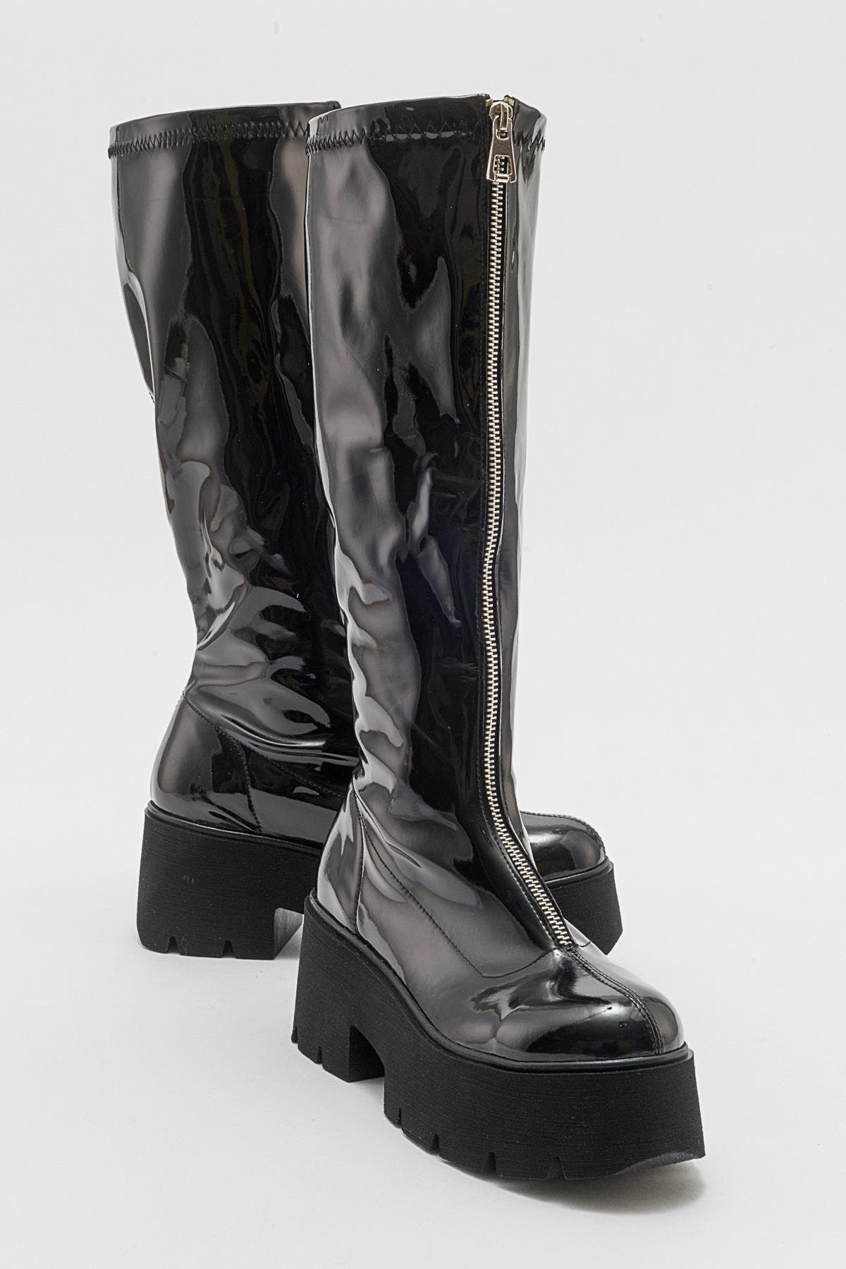 Amaronte Chunky Boot, Alternate, color, Black Patent Faux Leather