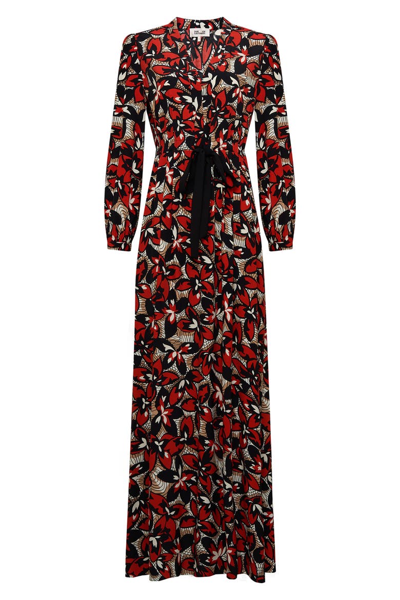 Lilo Floral Long Sleeve Maxi Dress, Alternate, color, FISHNET FLORAL RED MED