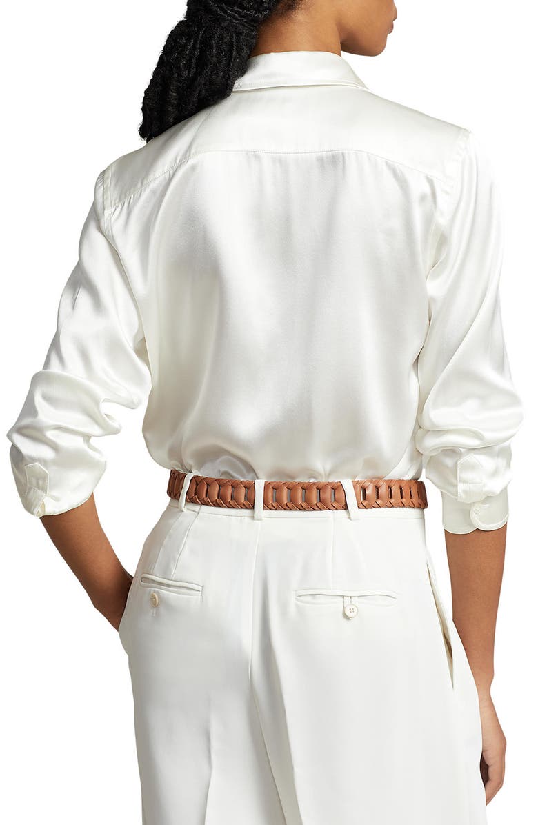 Polo Ralph Lauren Silk Charmeuse Button-Up Shirt, Alternate, color, 