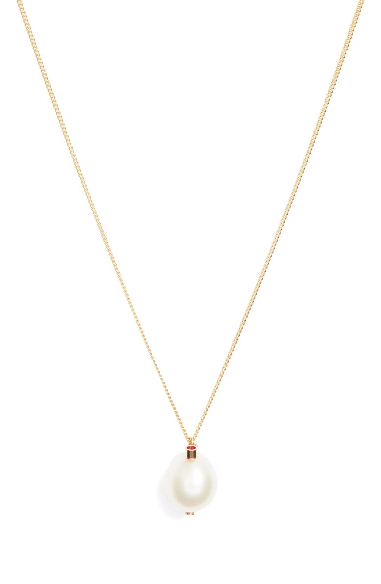 Poppy Finch Pearl & Ruby Pendant Necklace, Main, color, 