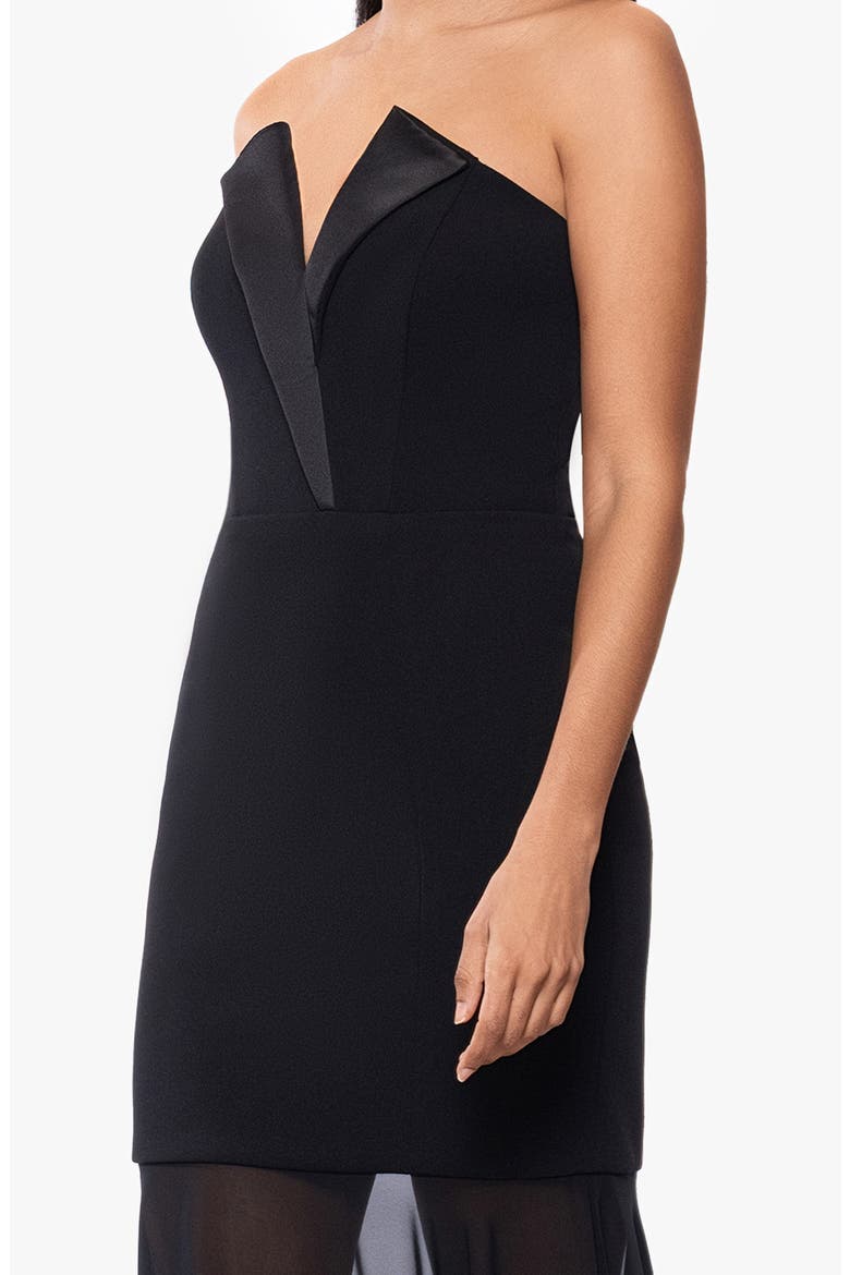 Strapless Tuxedo Gown, Alternate, color, BLACK