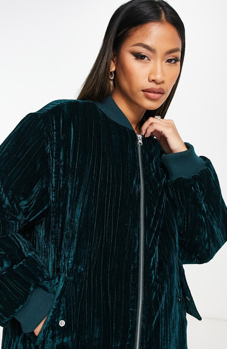 ASOS DESIGN Velour Bomber Jacket, Alternate, color, 