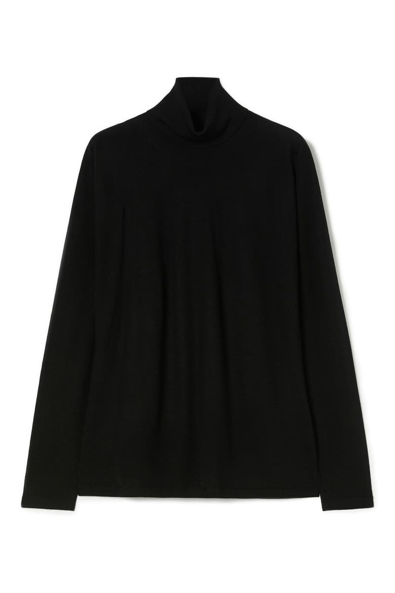 Fatima Turtleneck Virgin Wool & Cashmere Sweater, Alternate, color, BLACK