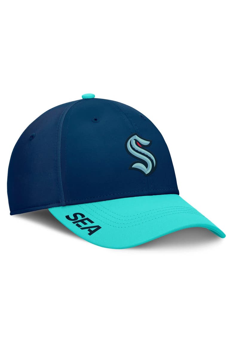 Men's Fanatics Deep Sea Blue/Light Blue Seattle Kraken Authentic Pro Rink Flex Hat, Main, color, Navy
