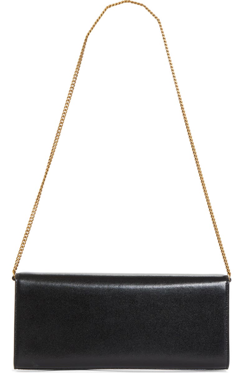 Saint Laurent Kate Leather Clutch on a Chain, Alternate, color, Noir