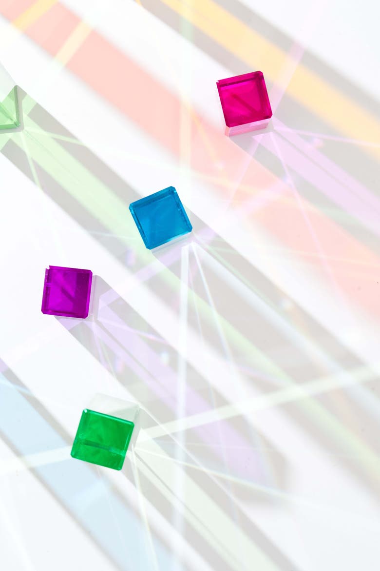 Ines Rainbow Translucent Acrylic STEM Cube Blocks - 100 Pieces, Alternate, color, Rainbow