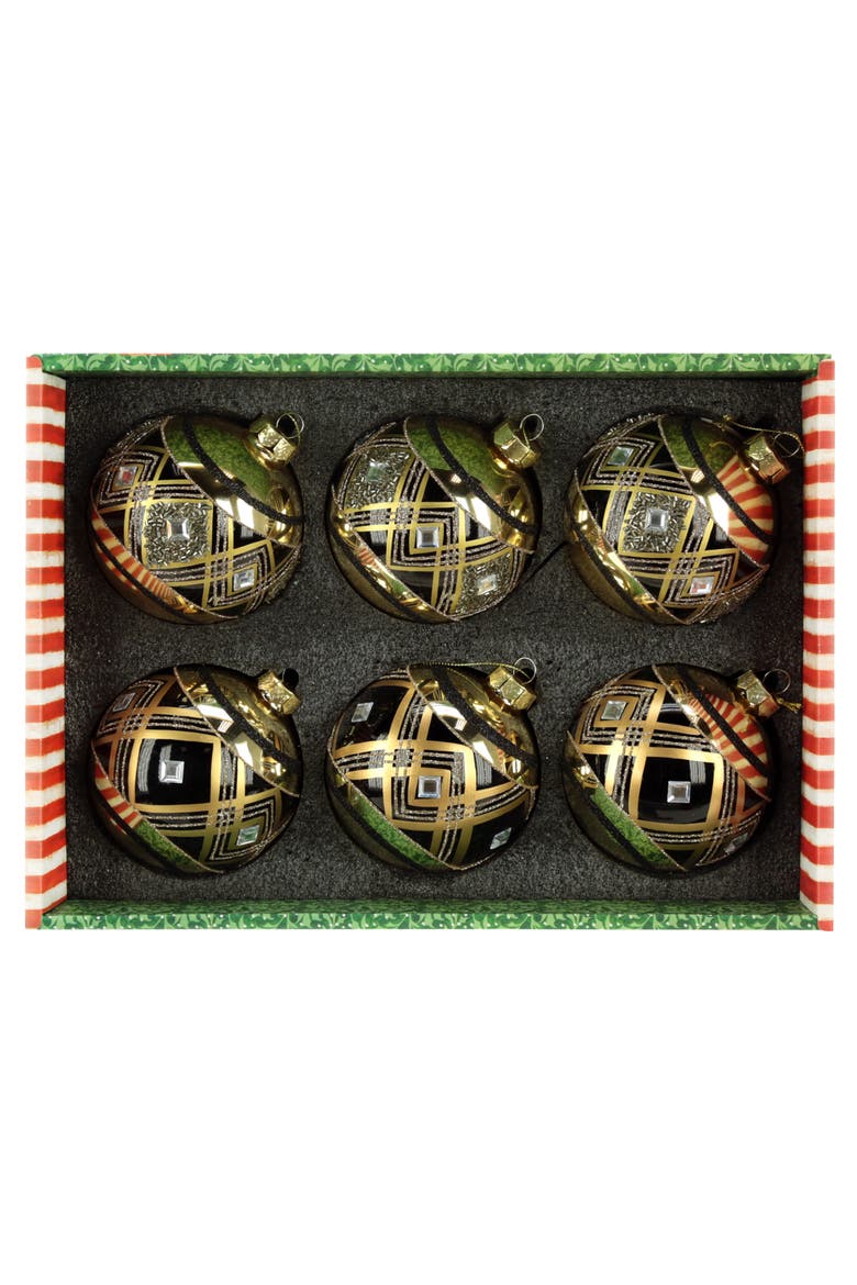 Geometric Jeweled Ornament, Box of 6, Alternate, color, Black