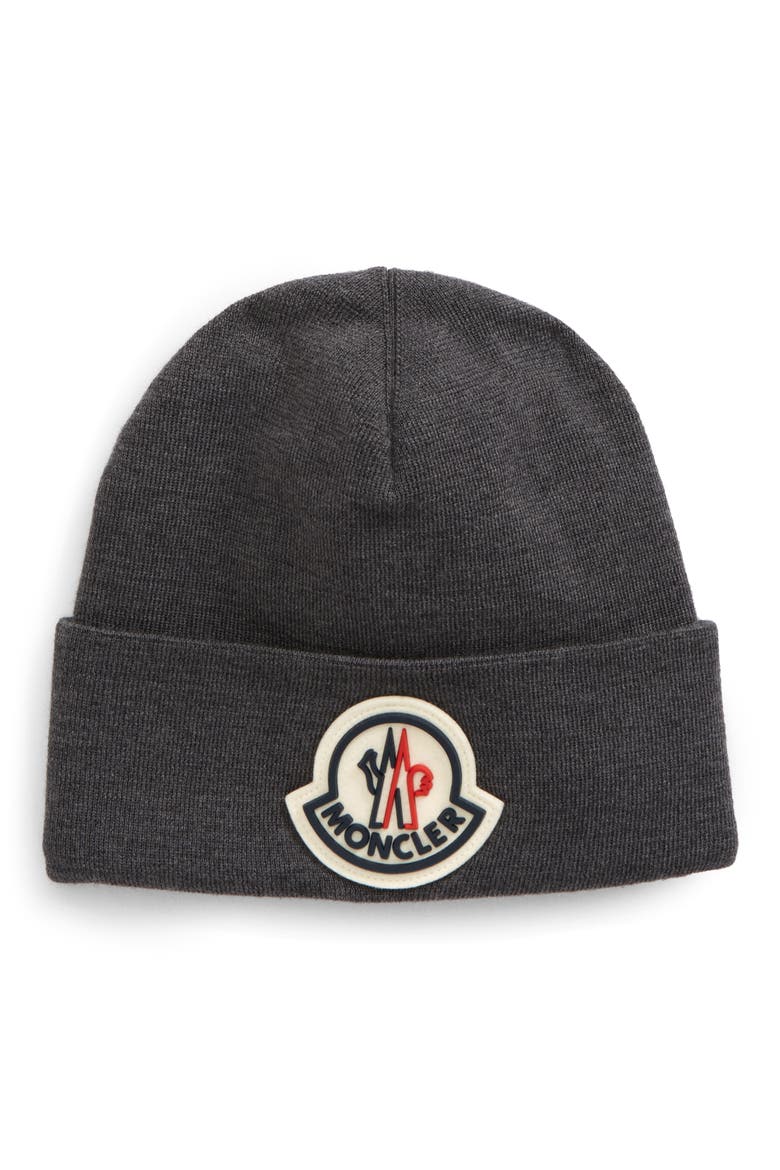 Logo Patch Wool Beanie, Main, color, CHARCOAL