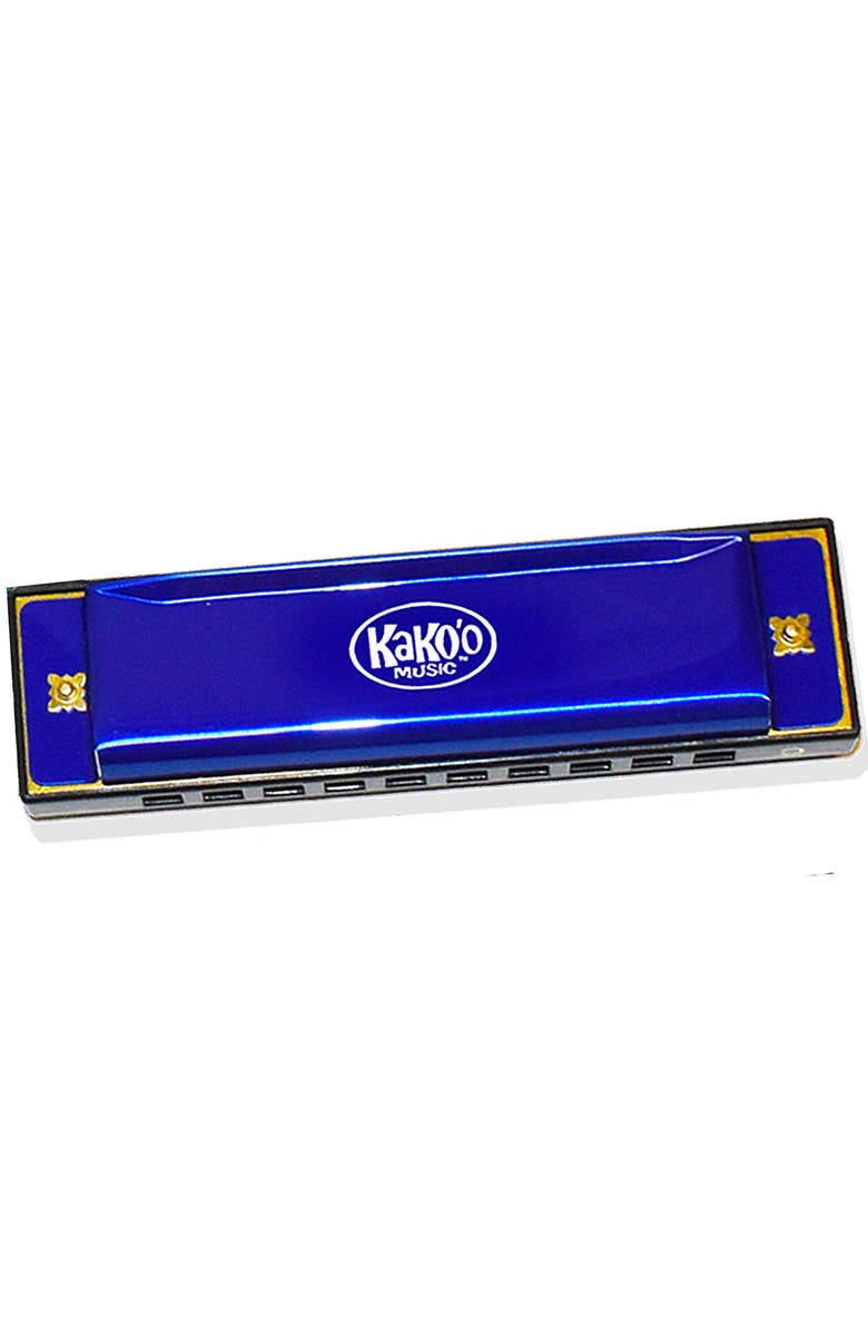 KaKo'o Music Classic Metal Harmonica Blue 4 Inch Harmonica With Storage Case, Alternate, color, Multicolored