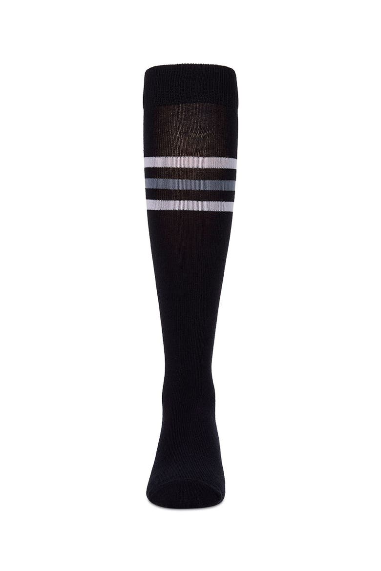 Triple-Stripe  Varsity Knee High Sock, Alternate, color, Navy