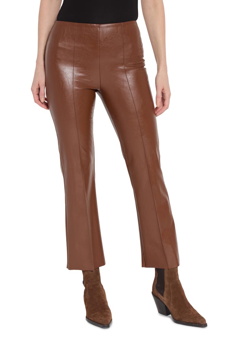 'Lyssentials Elysse Faux Leather Ankle Bootcut Pants, Main, color, WHISKEY