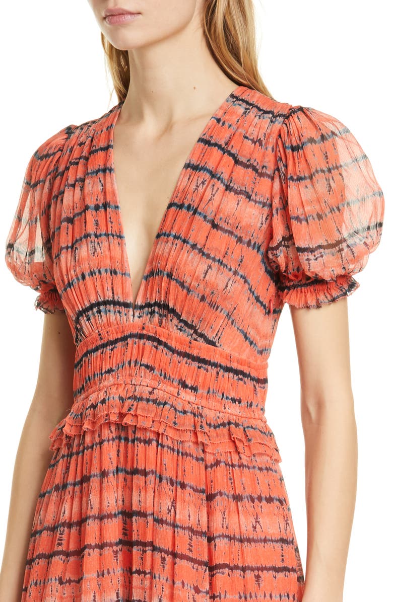 Ulla Johnson Elodie Tie Dye Silk Midi Dress, Alternate, color,