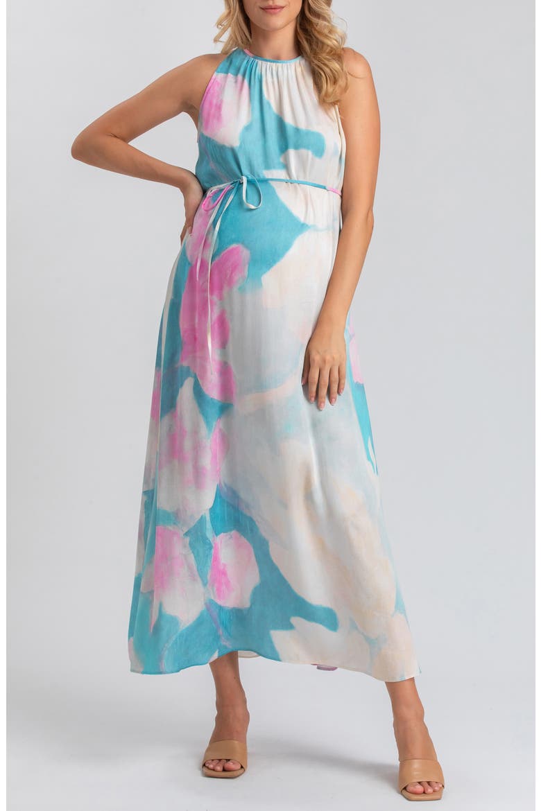 Francesca Floral Maternity Maxi Dress, Main, color, BLUE