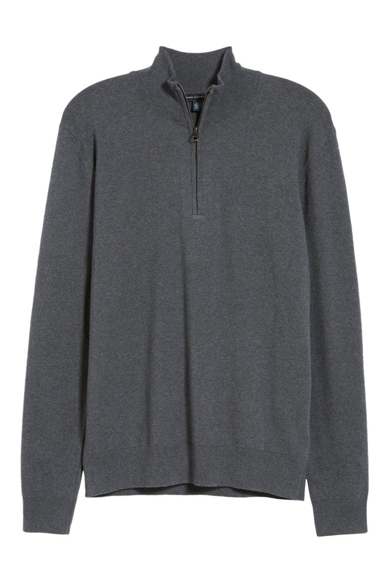 Stretch Cotton Quarter Zip Sweater, Alternate, color, CHARCOAL
