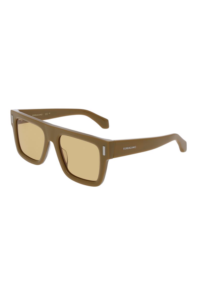 53mm Square Sunglasses, Alternate, color, KHAKI