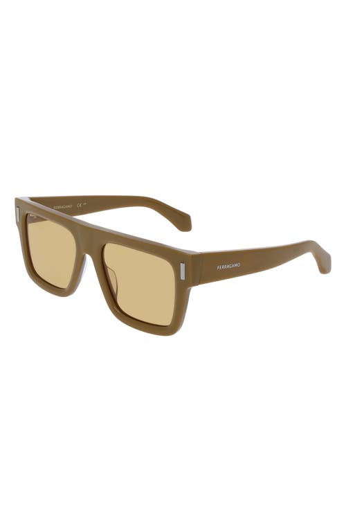 Ferragamo 53mm Square Sunglasses In Khaki