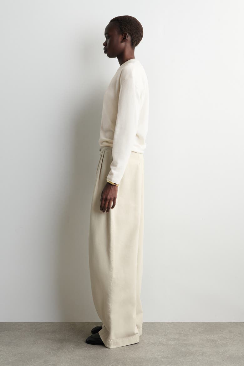 Pleated Wide Denim Pants, Alternate, color, CREAM