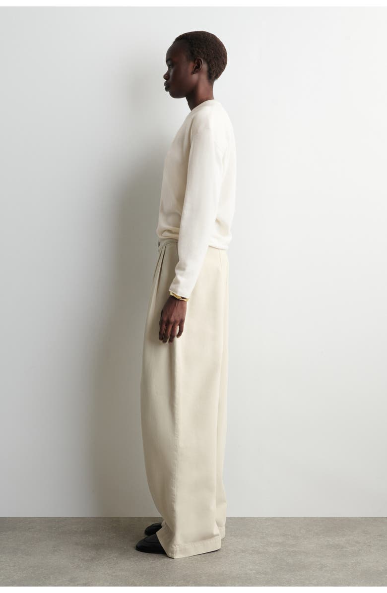 COS Pleated Wide Denim Pants, Alternate, color, Cream