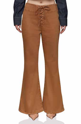 Avec Les Filles Lace-Up Flare Leg Jeans