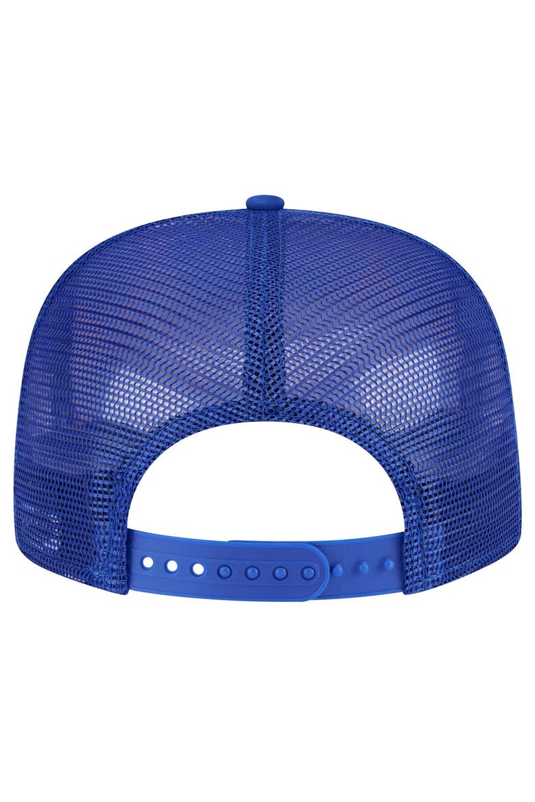 Men's New Era Blue New York Knicks Seeing Diamonds A-Frame Trucker 9FIFTY Snapback Hat, Alternate, color, Blue