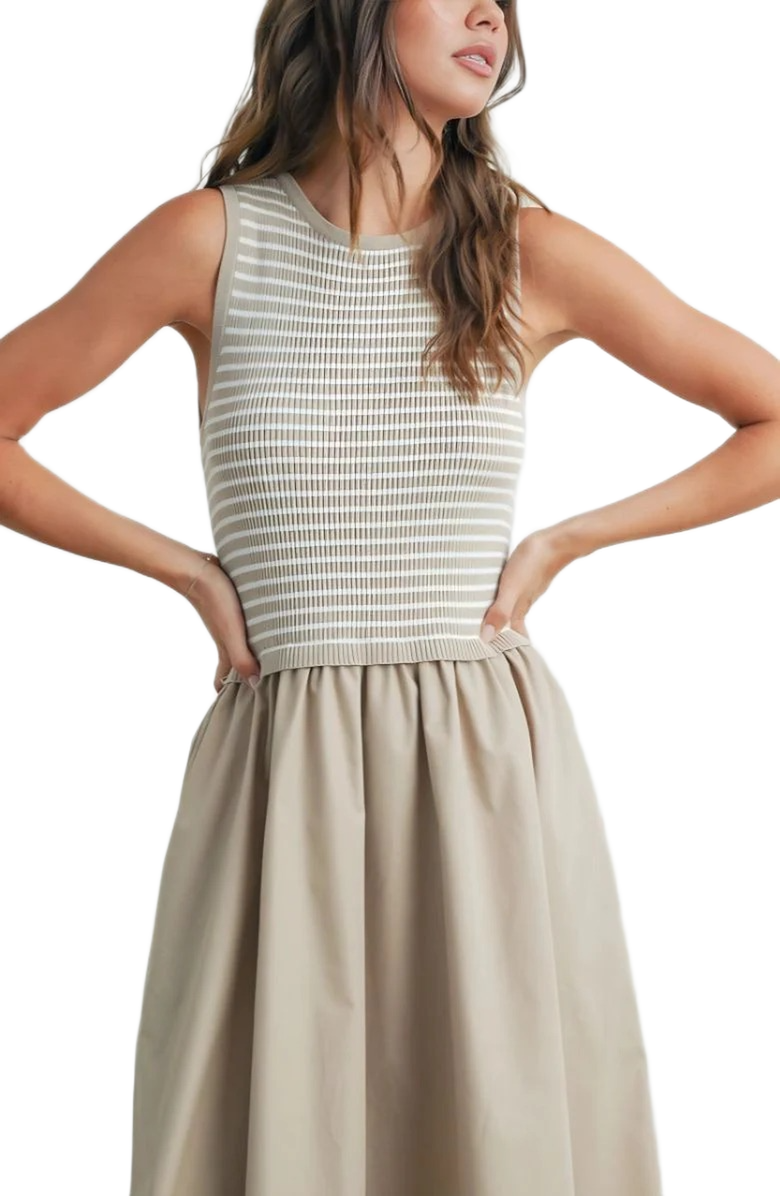 Knit and Lounge Sleeveless Maxi Dress with Textured Knit Bodice, Alternate, color, 