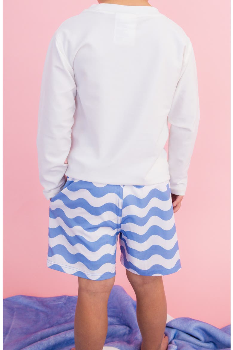 Kids' Print UPF 50+ Swim Trunks, Alternate, color, BLUE