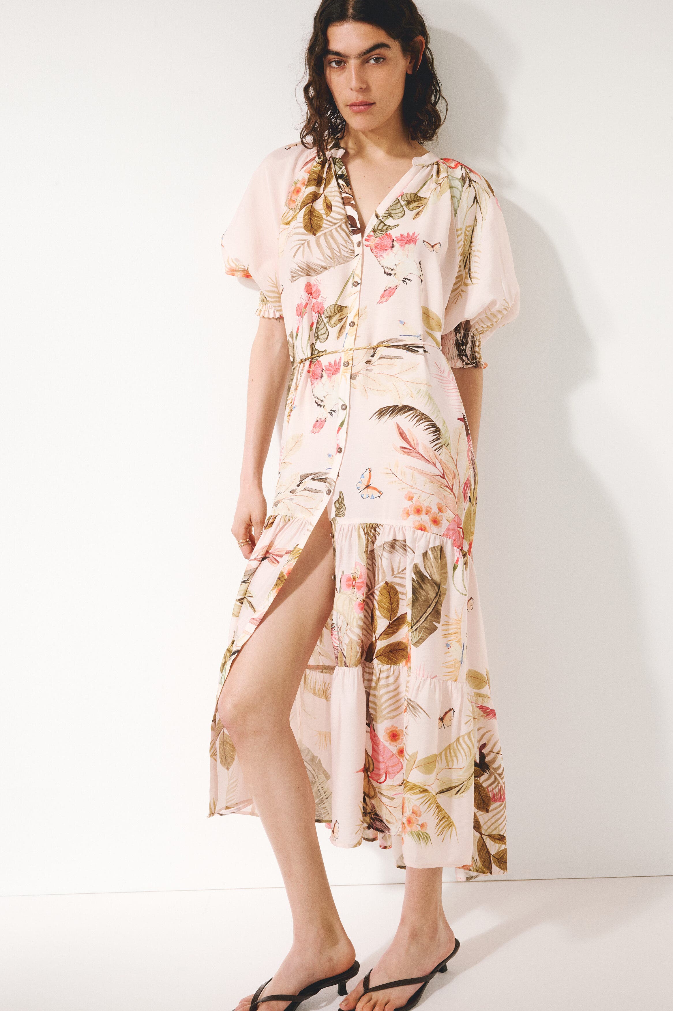 Tie-belt midi dress - image 2