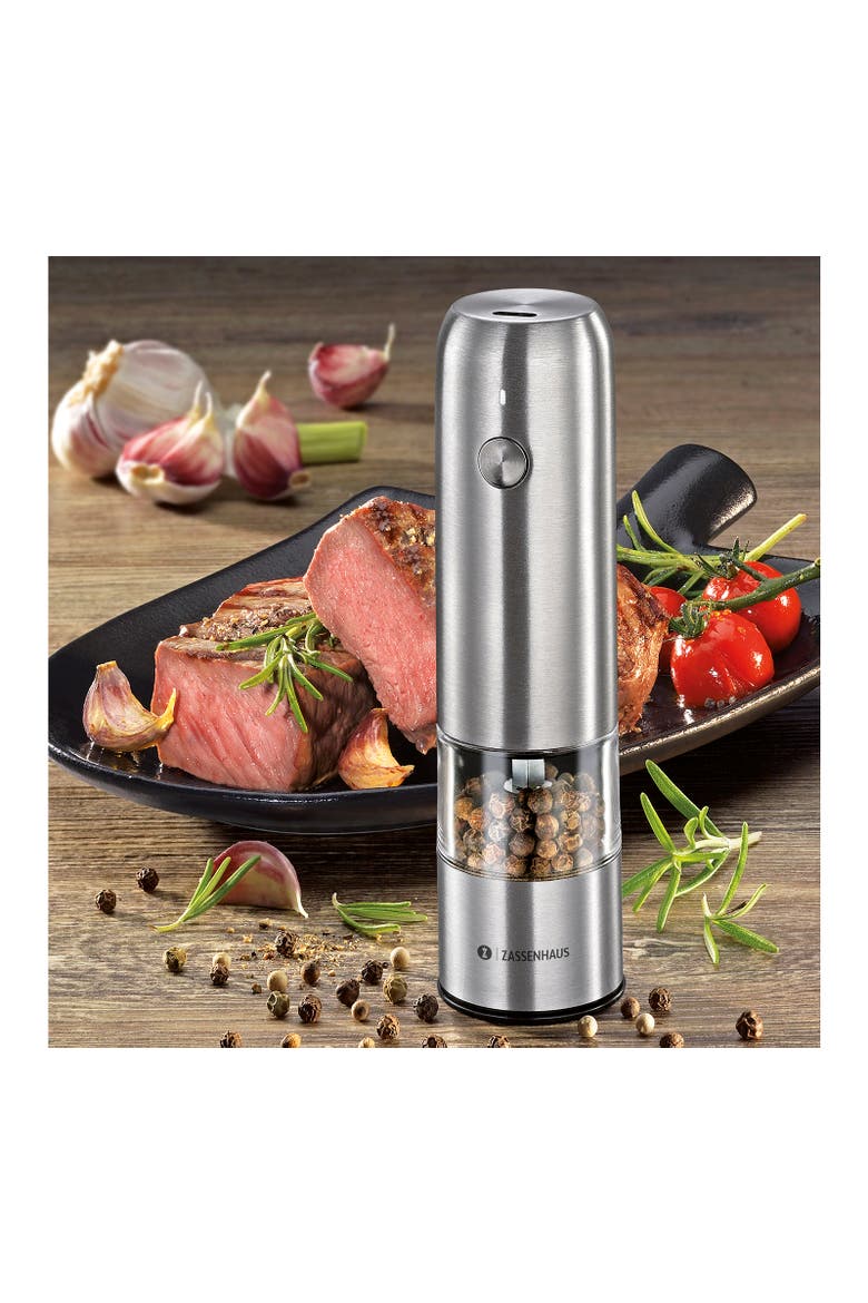 Koln Rechargeable Salt or Pepper Mill, 5.5" H x 1.5", Chrome, Alternate, color, Chrome