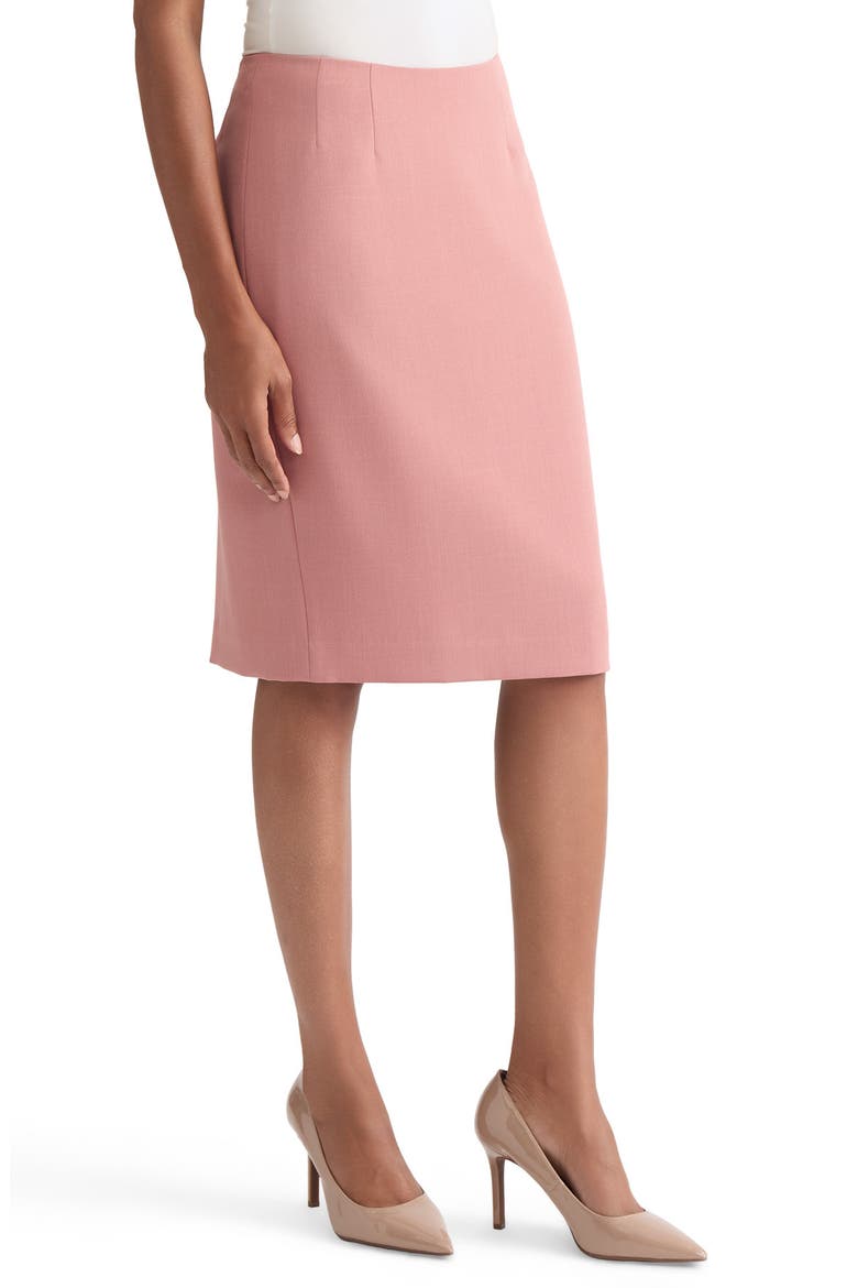 Stretch Crepe Slim Skirt, Alternate, color, TEAROSE