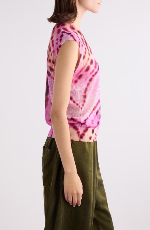 Dries Van Noten Tamara Leopard Orchid Sleeveless Cotton Blend Sweater In Pink